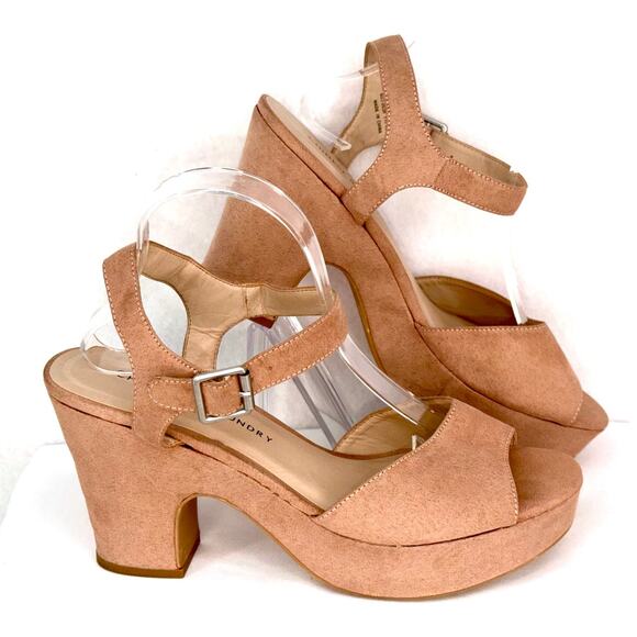 Chinese Laundry Tan Suede Platform Sandals 11M - Picture 2 of 8